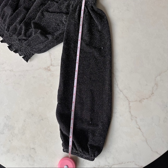 Cropped black and silver long sleeved boho blouse - Picture 6 of 6